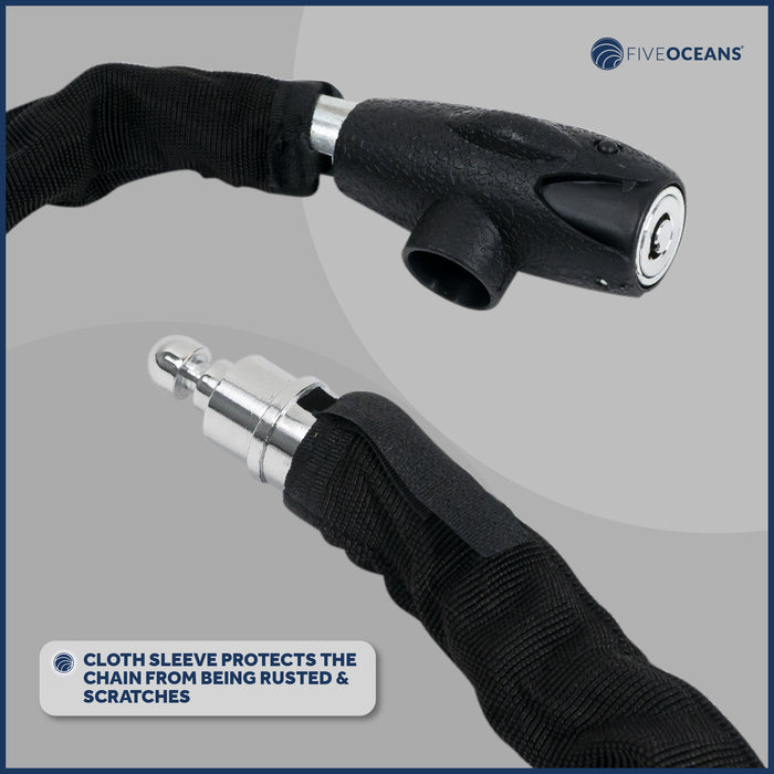 Bike Chain Lock, Keyed, with Mounting Bracket, 4' - FO3959 - Five Oceans