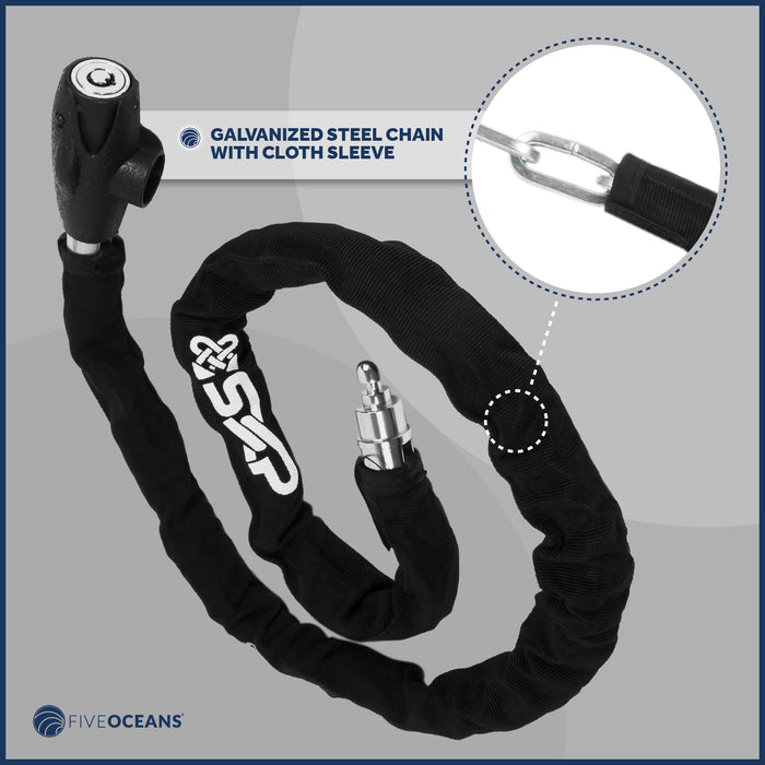 Bike Chain Lock, Keyed, with Mounting Bracket, 4' - FO3959 - Five Oceans