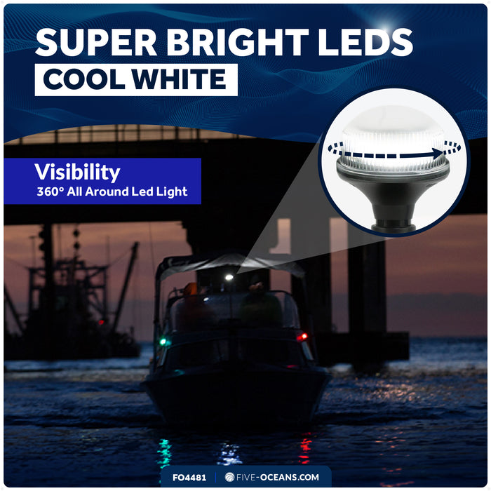 4" LED Anchor Navigation Light, Fixed Mount, 12V DC - 2NM - FO4481 - Five Oceans