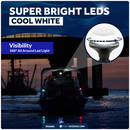 4" LED Anchor Navigation Light, Fixed Mount, 12V DC - 2NM - FO4481 - Five Oceans