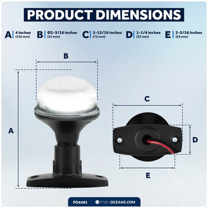 4" LED Anchor Navigation Light, Fixed Mount, 12V DC - 2NM - FO4481 - Five Oceans