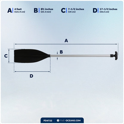 4' Paddle, T-Handle, Black, Aluminum - FO4722 - Five Oceans