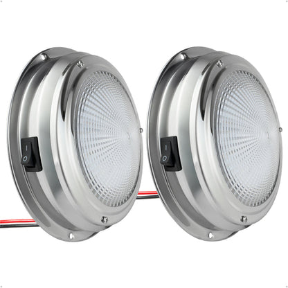 5-1/2" RGBW LED Dome Ceiling Light with Internal Drive, 12V, Stainless Steel Housing, 2-Pack