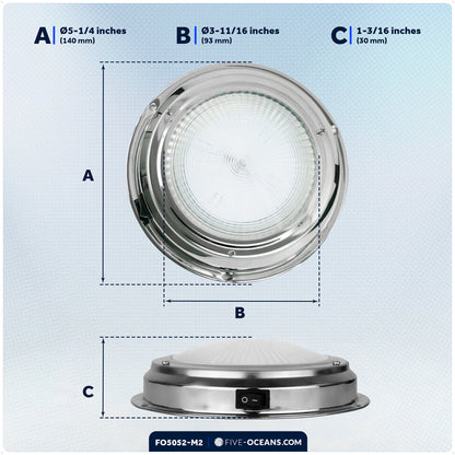 5-1/2" RGBW LED Dome Ceiling Light with Internal Drive, 12V, Stainless Steel Housing, 2-Pack