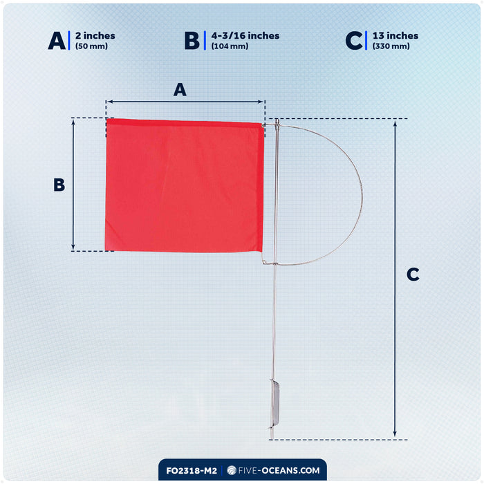 5-1/2" x 4-1/8" Wind Indicator Flag, Red Fabric & Stainless Steel, 2-Pack - FO2318-M2 - Five Oceans