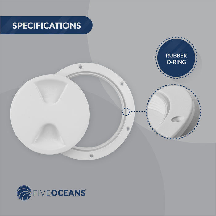 5" Deck Plate, Round Screw-in, White, 12-Pack - FO84-M12 - Five Oceans