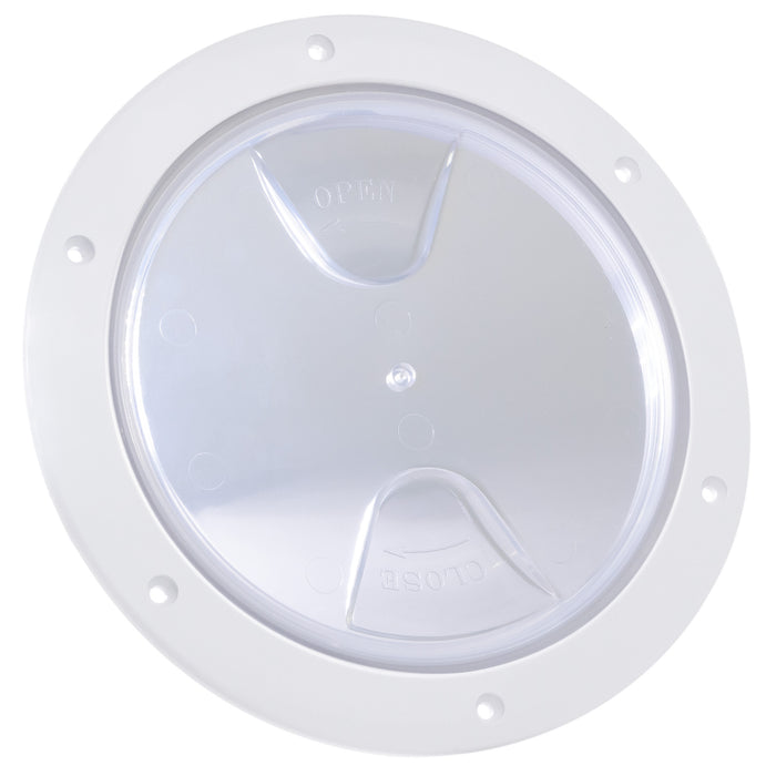5" Deck Plate, Round Screw-in, White with Clear Lid - FO4464 - Five Oceans