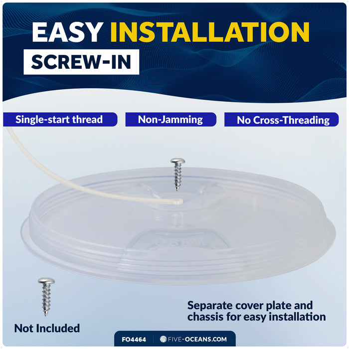 5" Deck Plate, Round Screw-in, White with Clear Lid - FO4464 - Five Oceans