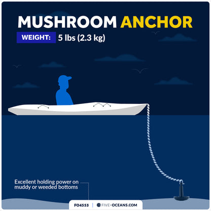 5 Lb. Mushroom Anchor, Black, Vinyl Coated - FO4553 - Five Oceans
