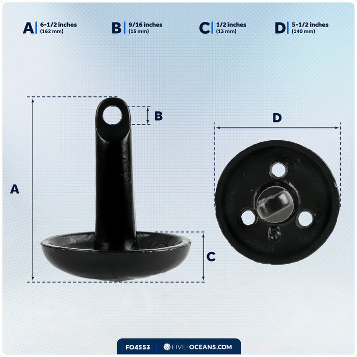 5 Lb. Mushroom Anchor, Black, Vinyl Coated - FO4553 - Five Oceans