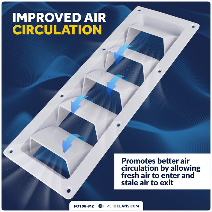 5-Slotted Louvered Ventilators, 13-1/4" x 4-3/4", White, 2-Pack - FO106-M2 - Five Oceans