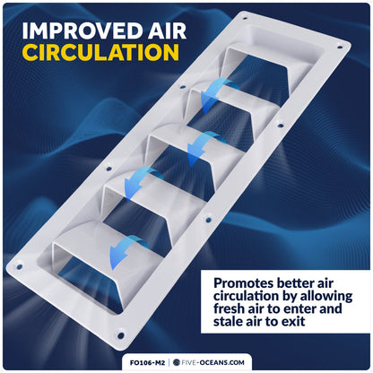 5-Slotted Louvered Ventilators, 13-1/4" x 4-3/4", White, 2-Pack - FO106-M2 - Five Oceans
