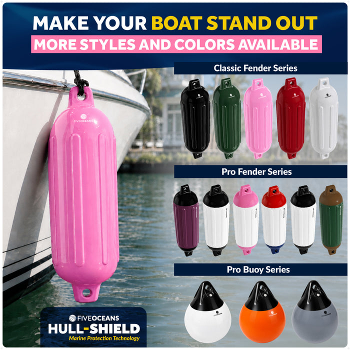 5.5" x 20" Inflatable Boat Fender, Marine-Grade PVC - Pink, 2-Pack