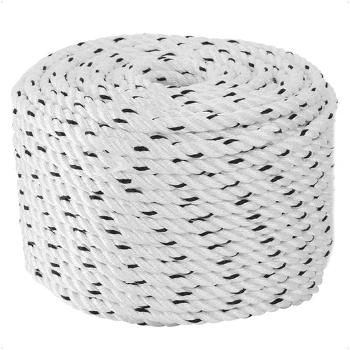 5/8" x 120' Premium 3-Strand Nylon Rope Line, White with Black Tracer - FO4488-M120 - Five Oceans