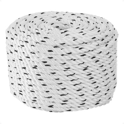 5/8" x 250' Premium 3-Strand Nylon Rope Line, White with Black Tracer - FO4488-M250 - Five Oceans