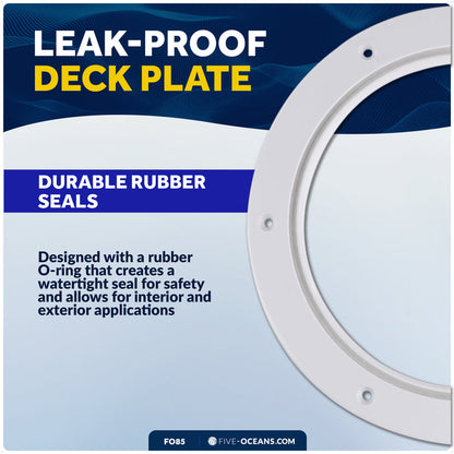 6" Deck Plate, Round Screw-in, White