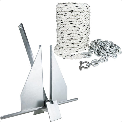 6 lb Fluke Anchor Kit - Hand-Spliced Rope & Chain