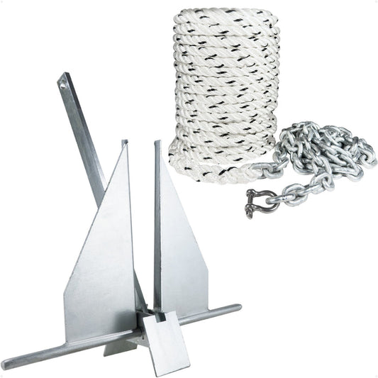 6 lb Fluke Anchor Kit - Hand-Spliced Rope & Chain