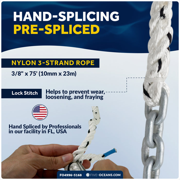 6 lb Fluke Anchor Kit - Hand-Spliced Rope & Chain