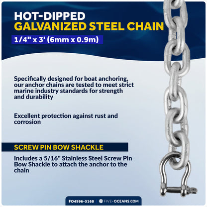 6 lb Fluke Anchor Kit - Hand-Spliced Rope & Chain