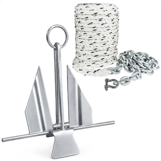 6 lb Slip-Ring Fluke Anchor Kit with Hand-Spliced Rope & Chain