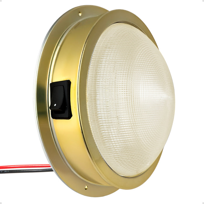 6" LED Surface-Mount Dome / Ceiling Light, Warm White, Gold Plated Brass Housing, 12V - FO2628 - Five Oceans