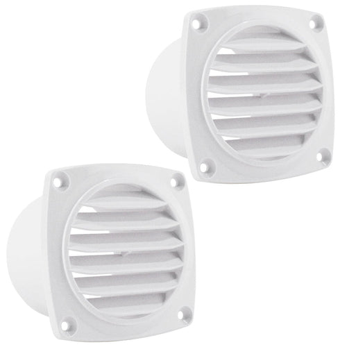 6-Slotted Louvered Hose Vent, 3" Hose Diameter, White, 2-Pack