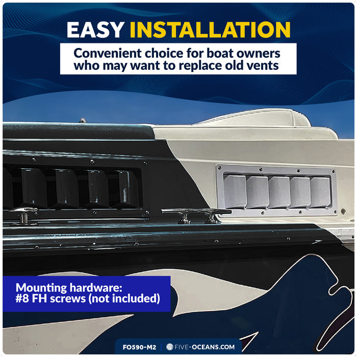 6-Slotted Louvered Ventilators, 4-7/8" x 10-1/4", White, 2-Pack - FO590 - Five Oceans