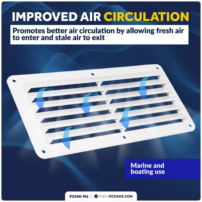 6-Slotted Louvered Ventilators, 4-7/8" x 10-1/4", White, 2-Pack - FO590 - Five Oceans