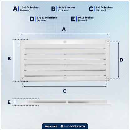 6-Slotted Louvered Ventilators, 4-7/8" x 10-1/4", White, 2-Pack - FO590 - Five Oceans