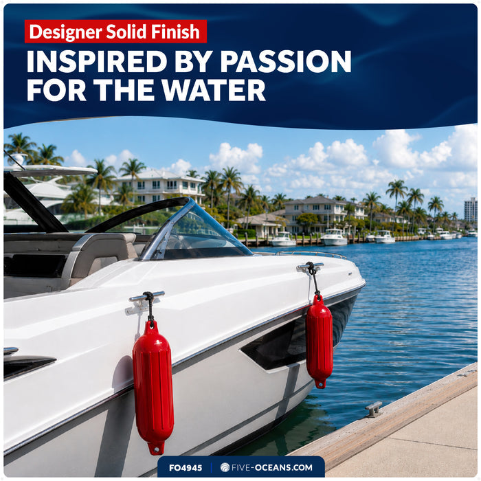 6.5" x 23" Inflatable Ribbed Boat Fenders, Red, 2-Pack