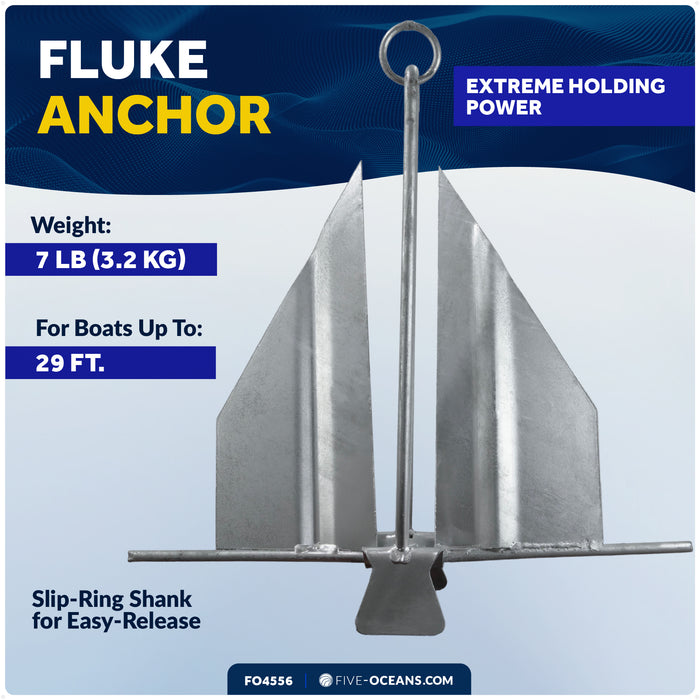 7 lb Slip-Ring Fluke Anchor - Hot-Dipped Galvanized Steel