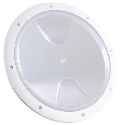 8" Deck Plate, Round Screw-in, White with Clear Lid - FO4466 - Five Oceans