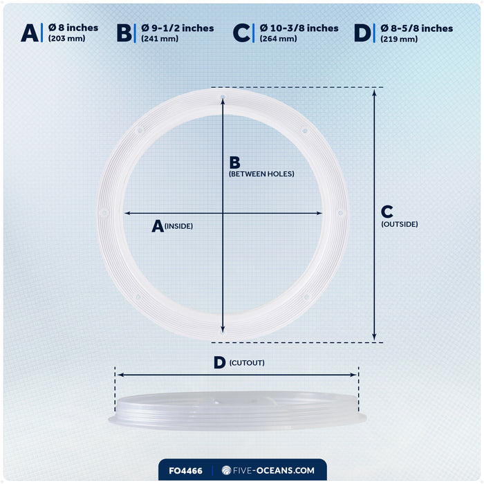 8" Deck Plate, Round Screw-in, White with Clear Lid - FO4466 - Five Oceans