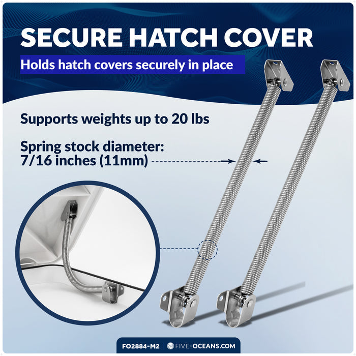 8" Hatch Lid Support Spring, Stainless Steel, 2-Pack - FO2884-M2 - Five Oceans
