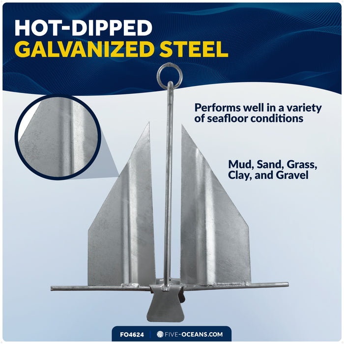 8 lb Slip-Ring Fluke Anchor - Hot-Dipped Galvanized Steel