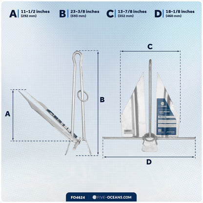 8 lb Slip-Ring Fluke Anchor - Hot-Dipped Galvanized Steel