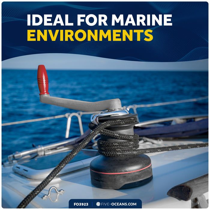 8" Universal Floating Winch Handle, Lock-in Mechanism, Gray & Red - FO3923 - Five Oceans
