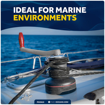 8" Universal Floating Winch Handle, Lock-in Mechanism, Gray & Red - FO3923 - Five Oceans