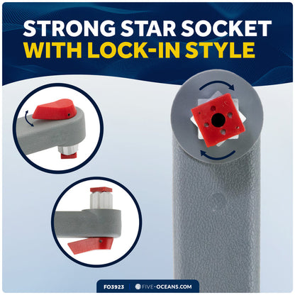8" Universal Floating Winch Handle, Lock-in Mechanism, Gray & Red - FO3923 - Five Oceans