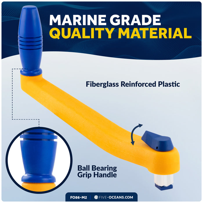 8" Universal Floating Winch Handle, Lock-In Mechanism, Orange & Blue, 2-Pack - FO86-M2 - Five Oceans