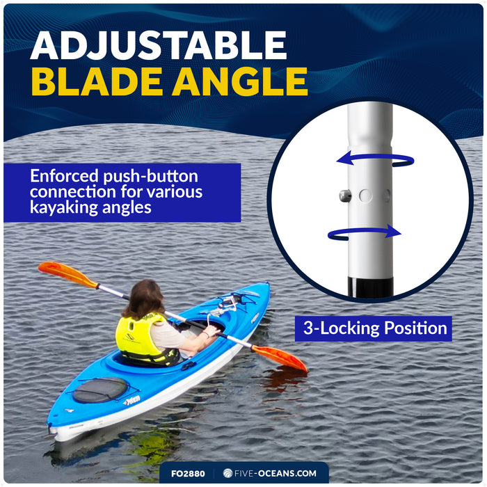 84" Kayak Paddle, Aluminum, Yellow & Orange, Detachable - FO2880 - Five Oceans
