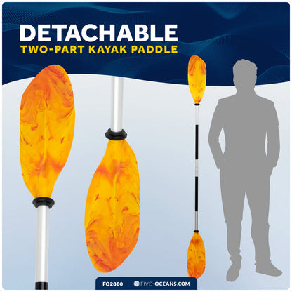 84" Kayak Paddle, Aluminum, Yellow & Orange, Detachable - FO2880 - Five Oceans