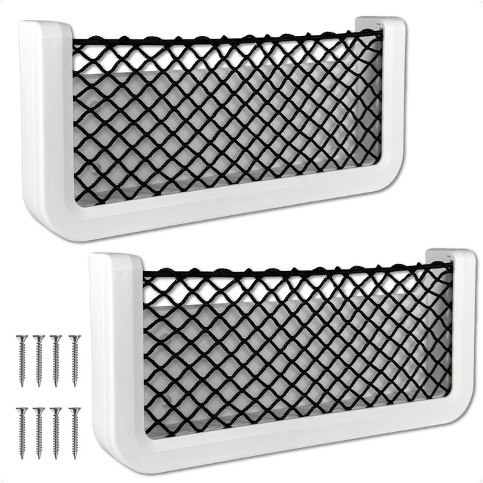 9-7/8" x 4-1/2" Storage Net, White Frame, Black Elastic Netting, 2-Pack - FO4902-M2 - Five Oceans