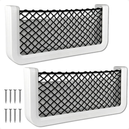 9-7/8" x 4-1/2" Storage Net, White Frame, Black Elastic Netting, 2-Pack - FO4902-M2 - Five Oceans