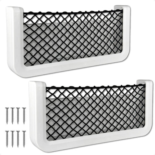 9-7/8" x 4-1/2" Storage Net, White Frame, Black Elastic Netting, 2-Pack - FO4902-M2 - Five Oceans