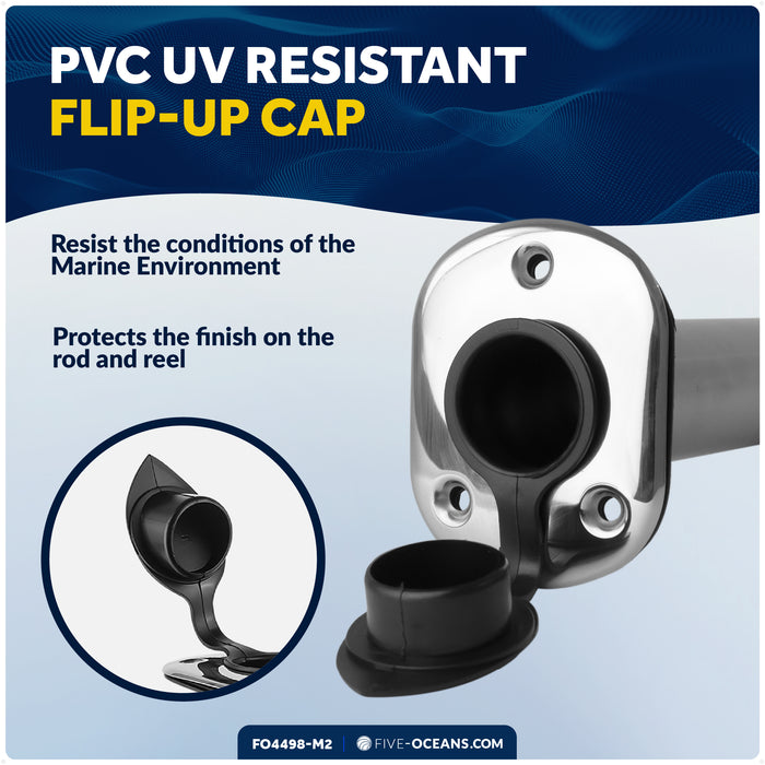 90-Degree Rod Holder, Flush Mount, Stainless Steel, 2-Pack - FO4498-M2 - Five Oceans