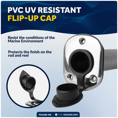 90-Degree Rod Holder, Flush Mount, Stainless Steel, 2-Pack - FO4498-M2 - Five Oceans