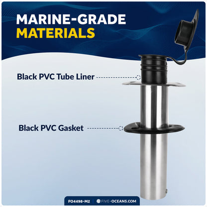 90-Degree Rod Holder, Flush Mount, Stainless Steel, 2-Pack - FO4498-M2 - Five Oceans