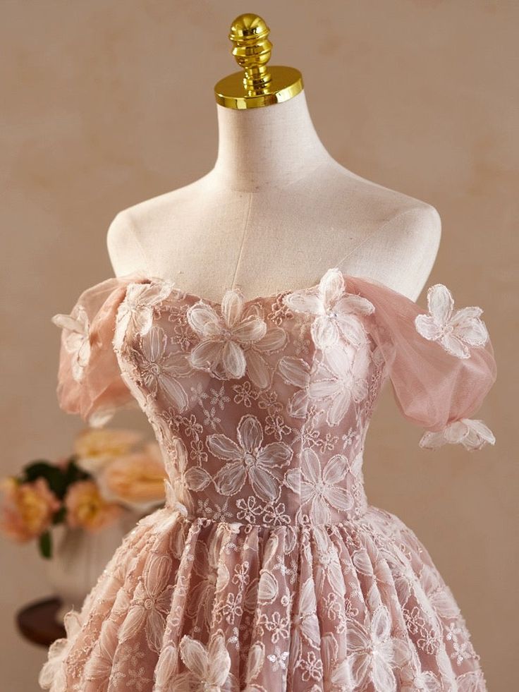 A-Line Off Shoulder Tulle Lace Short Prom Dress, Homecoming Dress